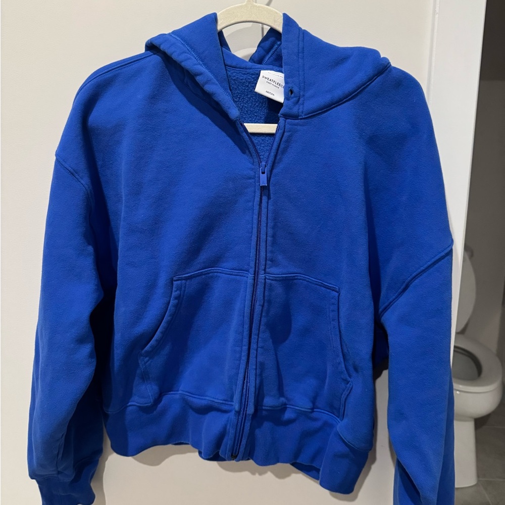 Aritzia jazz blue boyfriend fit zip up fleece
